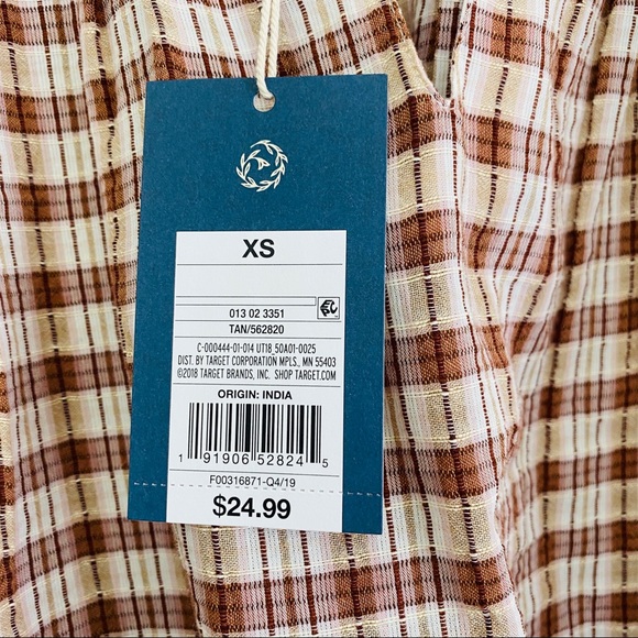 NWT Universal Thread V-Neck Plaid Blouse - Picture 7 of 10